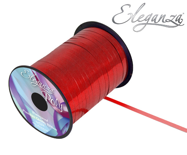 Eleganza Metallic Poly Curling Ribbon - Red