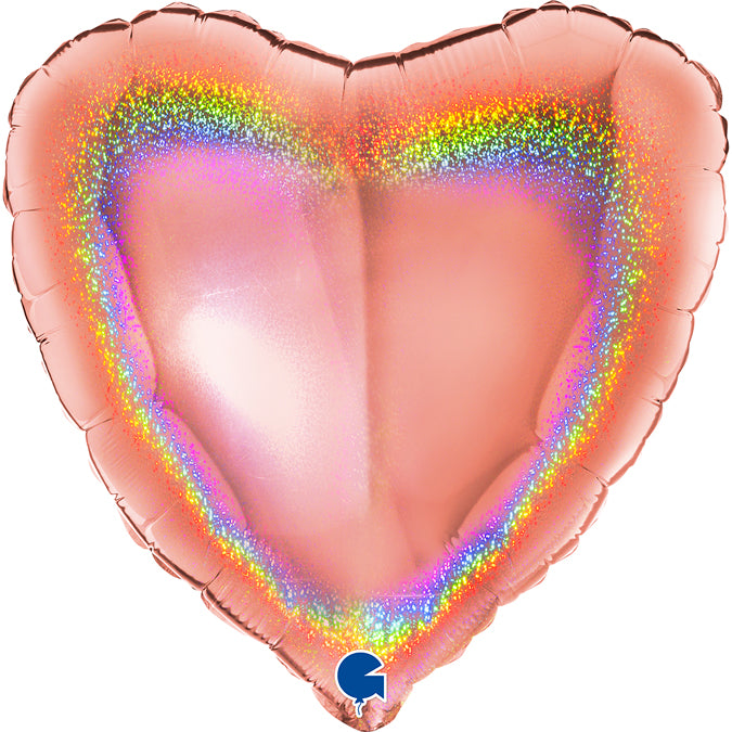 Grabo Glitter Holographic Rose Gold Heart Foil