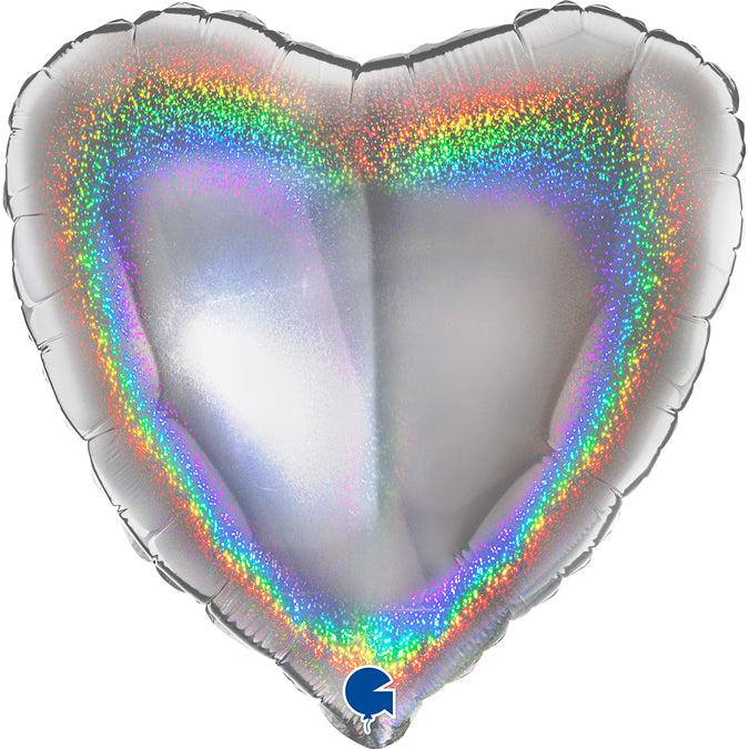 Grabo Glitter Holographic Silver Heart Foil