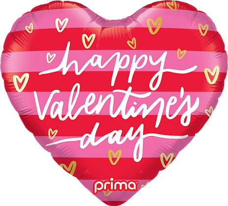 Prima  Valentine Pink & Red Stripes Heart