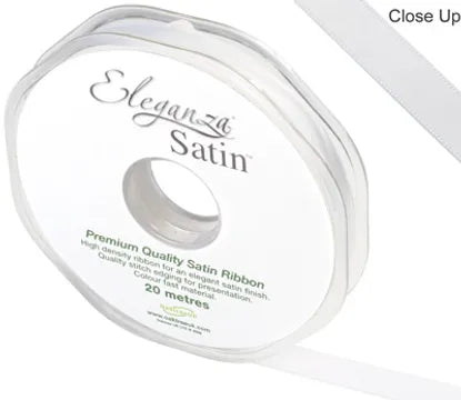 Eleganza Double Faced Satin Ribbon - White