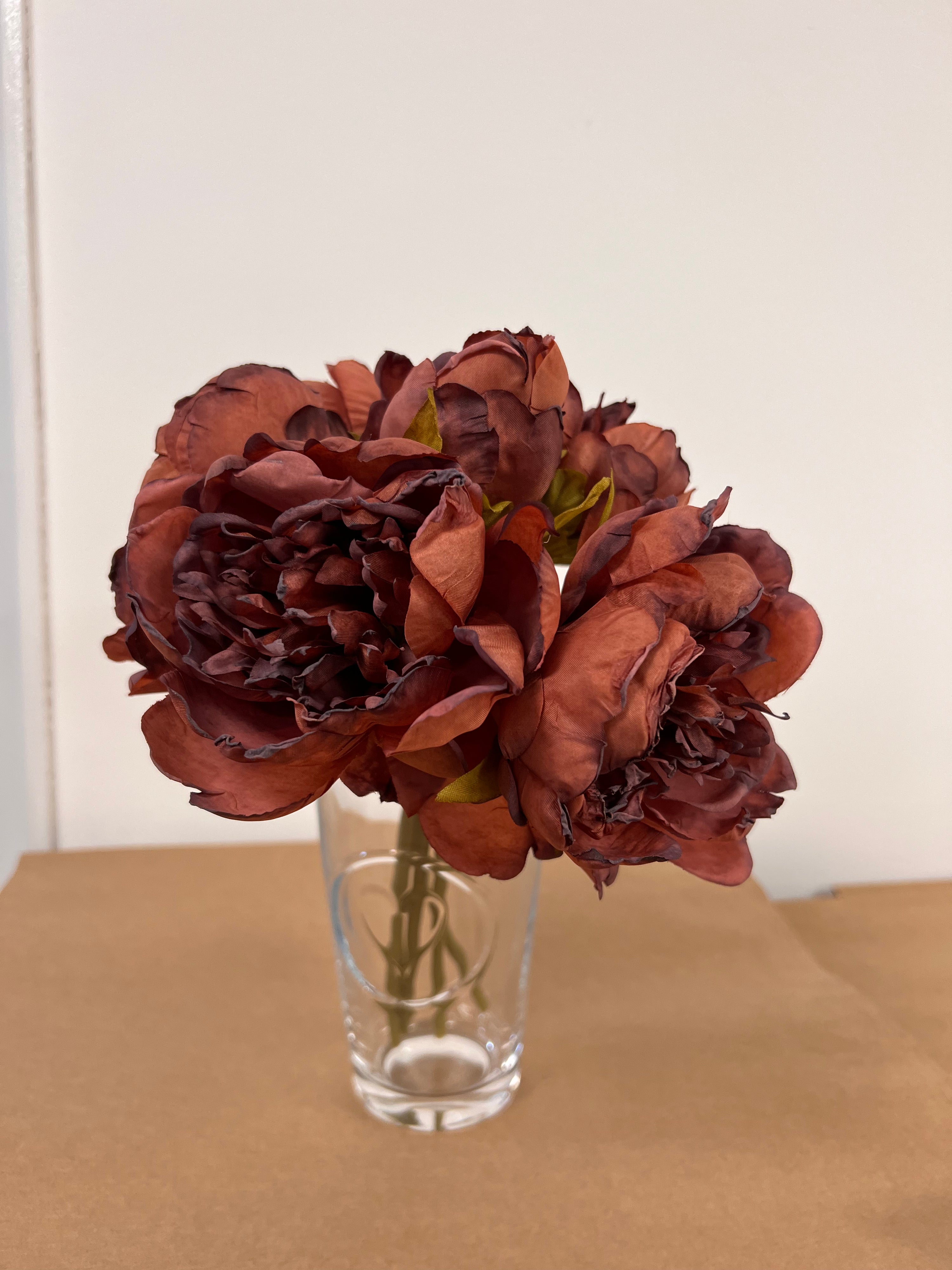 28CM Orange Dried Look Peony X 5