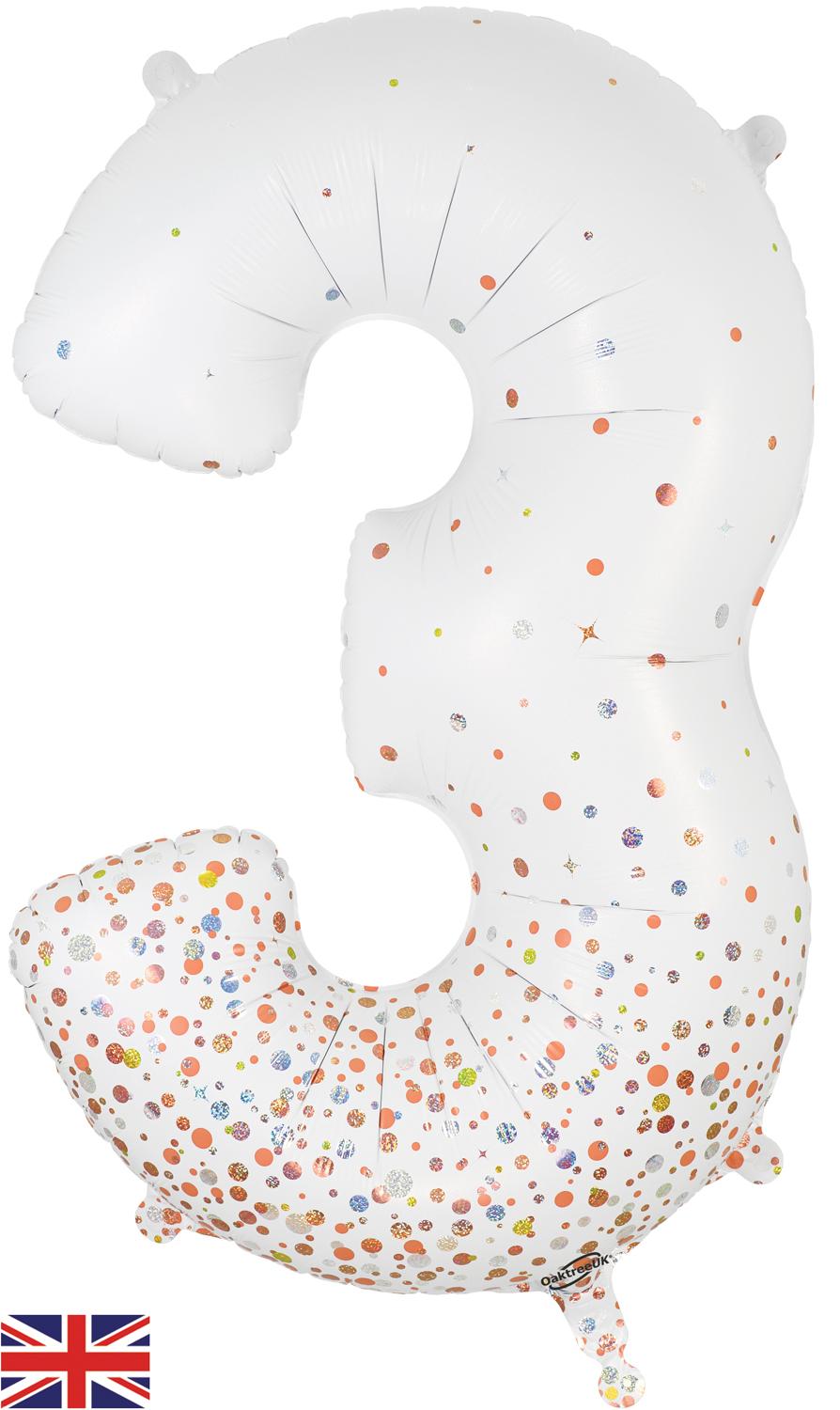 Oaktree Sparkling Fizz Rose Gold Foil Numbers 3