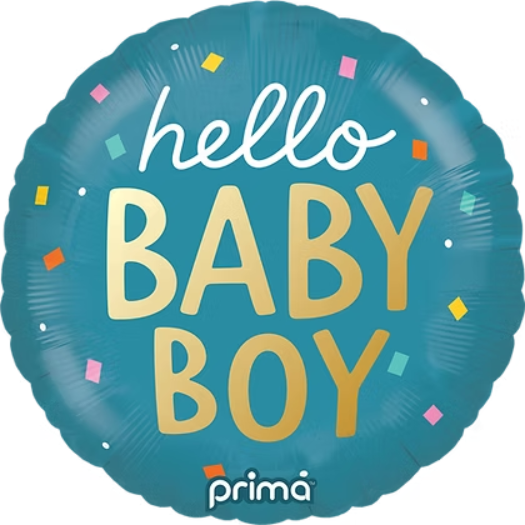 Prima Hello Baby Boy Confetti Round