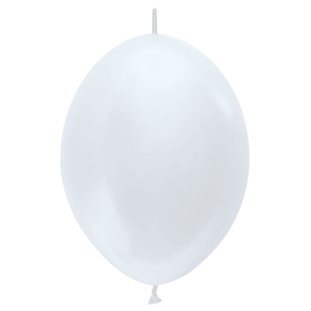 Sempertex Link-O-Loon Satin Pearl White Latex Balloons 6"/15cm (100)