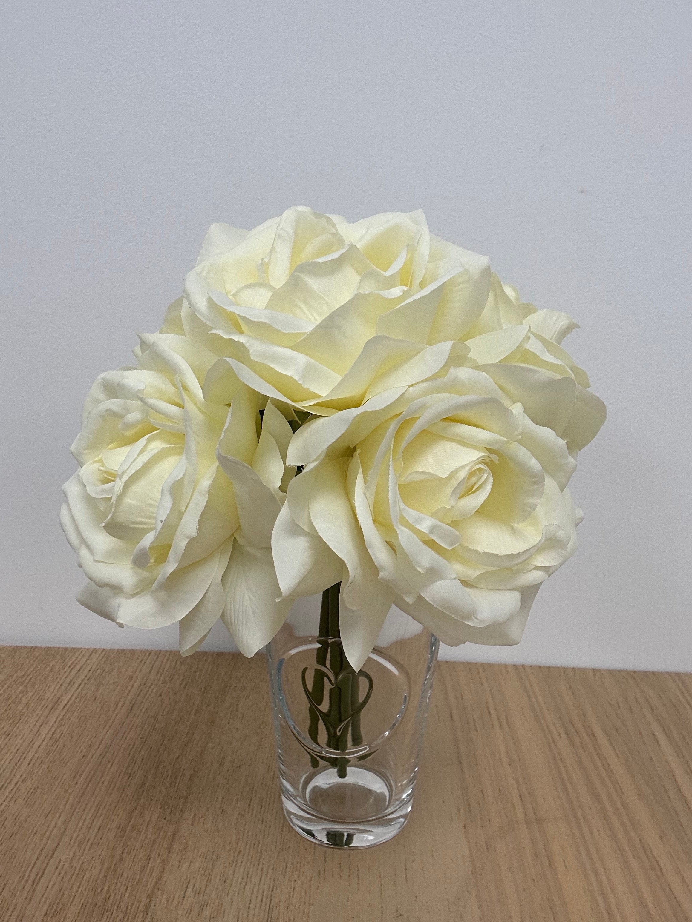 27CM Cream Open Rose X 5